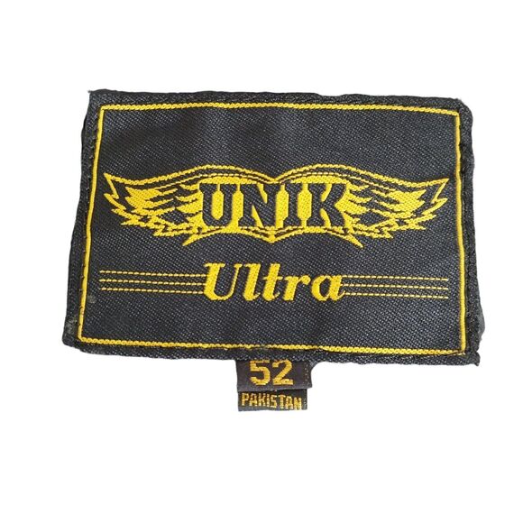 UNIK Leather Black Biker Motorcycle Vest Size 52 Buffalo Head Buttons 4 Pockets - Picture 6 of 9